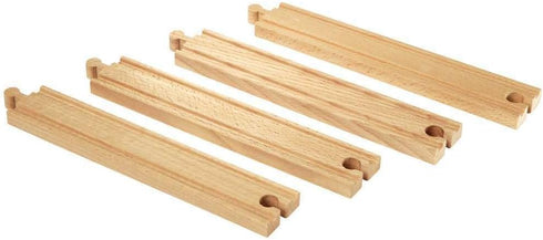 33341-4 Set 3 BRIO World Piece Long Straight Wooden Train Tracks | Expandable & Compatible Railway | Engineered