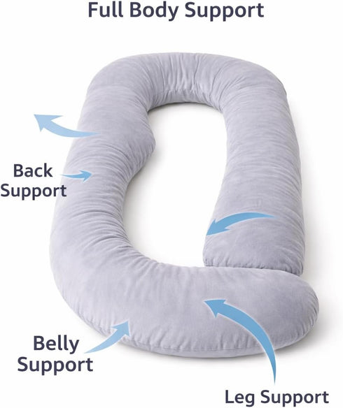 Generic 140x80cm Luxury U Shaped Body Pillow for Pregnancy - Soft Velvet Maternity Pillow for Sleeping & Nursing