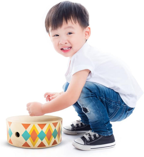 PlanToys Rhythm Box, Sustainably-Made Toddler Drums for Creativity and Fine Motor Skills, Natural Wood