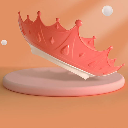 Adjustable Toddler Hair Washing Shield, Cute Crown Shape Silicone Baby Shower Cap (Red)