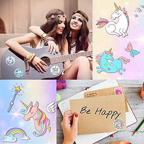 1000 Pieces Cute Unicorn Stickers Roll - Self Adhesive Labels for Easter Unicorn Themed Party Favor, Scrapbooking