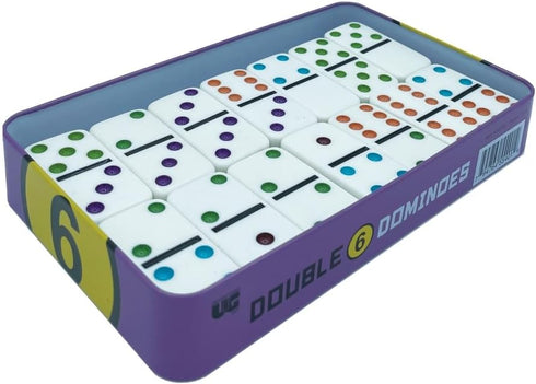 Front Porch Classics Double 6 Travel Tin Domino Set for 1 to 4 Players Ages 6 and Up