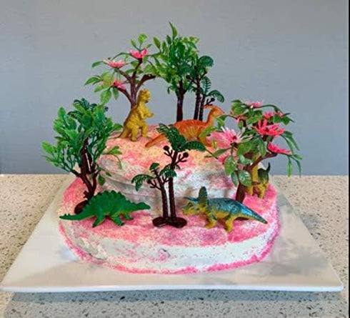 OrgMemory 27pcs Dinosaurs Trees Cake Decorations, Mini Dinosaur Toys for Crafts or Cake