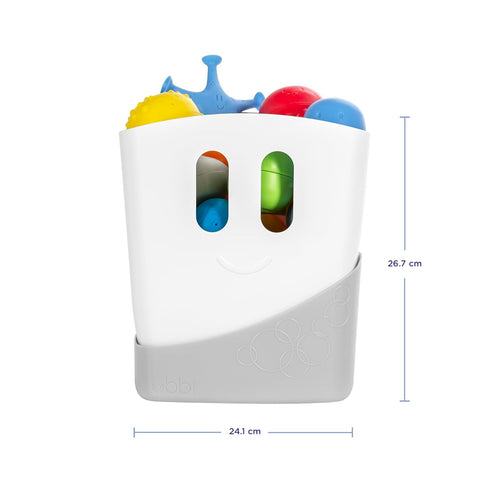 Set, 11 Ubbi Baby Bath Time Essential Gift Includes Drying Bin and Bath Toys, Dishwasher Safe, White