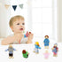 Lovely Family Dollhouse Dolls Set of 8 Wooden Figures, Kids Girls Happy Playset Characters Accessories for Children
