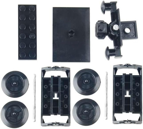 Set 92339, 92088, 4025) (2PCS MOC City Creative Building Train Base Wheels, Low-Loader Truck & Railway Tracks DIY Kit