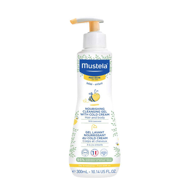 Mustela Baby Nourishing Cleansing Gel - Hair & Body Wash for Dry Skin with Natural Avocado, 10.14 fl. oz.
