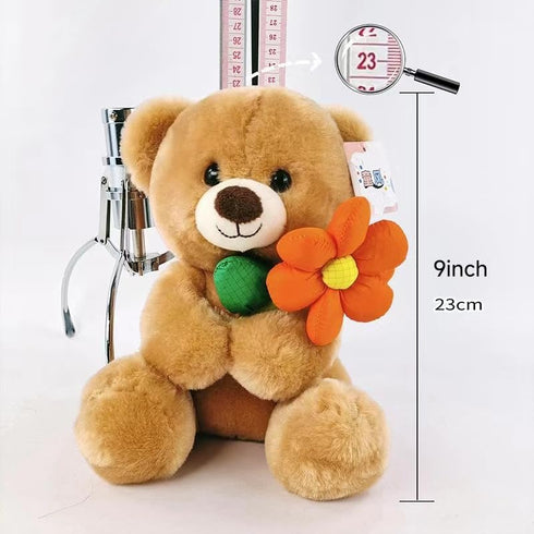 Teddy Bear Stuffed Animals, 8 Inches Teddy Bear Plush Toy with Flower Birthday Christmas Valentine’s Day Gift for Kids Girlfriend (Pink Flower)