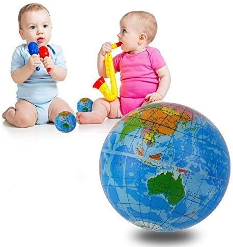 Sohapy 2.48'' Mini Squeezable Globe Stress Balls, Soft PU Earth Pattern Tension Reliever, Party Favor