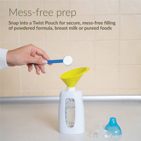 Kiinde Twist Pouch and Foodii System 2-Piece Funnel Set for Breast Milk, Formula, Baby Food, Water, Purees, Solids, Wide Funnel Allows for Mess-Free Pouring and Filling by Kiinde