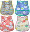 Waterproof Baby Bib Infant with Snaps - Fits Baby & Toddler 6-24 Months, 4pcs (Floral Bunny Fish)