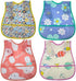 Waterproof Baby Bib Infant with Snaps - Fits Baby & Toddler 6-24 Months, 4pcs (Floral Bunny Fish)