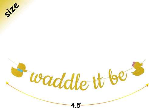 Waddle It Be Gold Glitter Duck Gender Reveal Party Banner