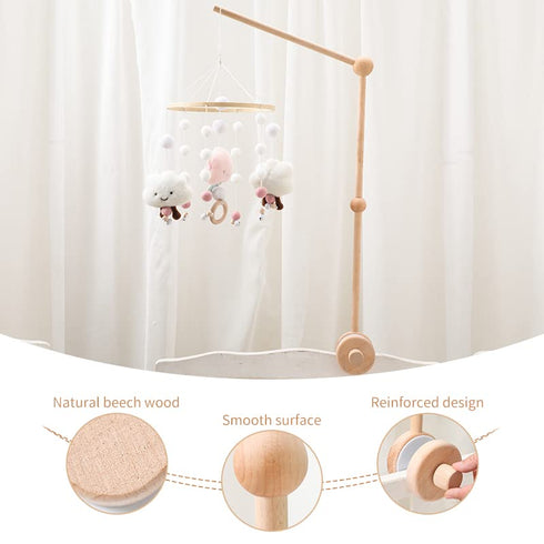 Baby Crib Mobile Arm - HBM Wooden Mobile Hanger for Crib Baby Girl Nursery Decor