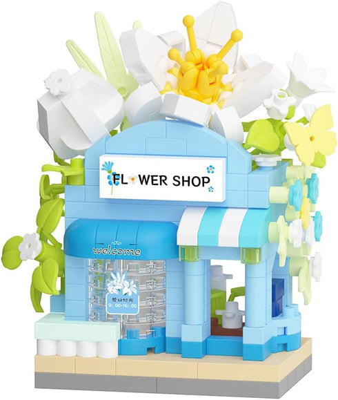 Jollcnoia Lilies Mini Flower Shop Building Toy Street City Store View Micro House