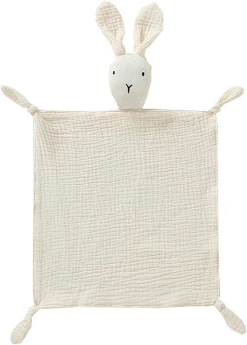 Cream Bunny Organic Cotton Security Blanket for Baby Boys and Girls, Soft Muslin Cotton Loveys
