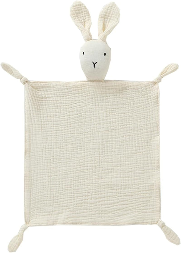 Cream Bunny Organic Cotton Security Blanket for Baby Boys and Girls, Soft Muslin Cotton Loveys