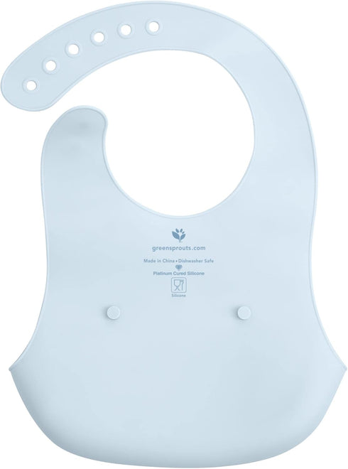 green sprouts Unisex Baby Scoop Silicone Bib, Light Blueberry