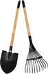 Kids Rake and Shovel Set, 2Pcs Garden Tools Metal Head with Wooden