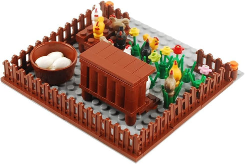 Farm Field Set Building Blocks, Plant Animal Crops Kit DIY Compatible with All Major Brands (Chicken Coop)