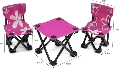 18 Inch Doll 3-PC Folding Camp Camping Beach Sports Chairs and Table - Emily Rose Doll Furniture