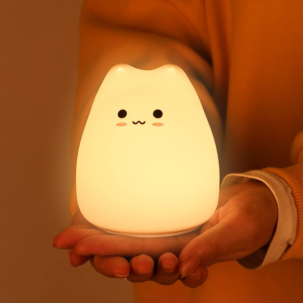 ZKLiLi Cat Night Light for Kids - Cute Squishy Silicone Cat Touch Lamp, Portable Gift for Nursery