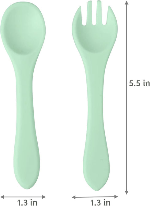 PandaEar Silicone Baby Spoon and Fork Set, 6 Pack First Stage Baby Self Feeding Utensils for 6-12 Months