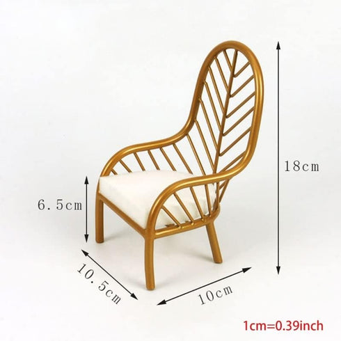 Eledoll 1:6 Dollhouse Furniture Decorative Gold Metal Chair for 12" Fashion Doll, Heavyweight
