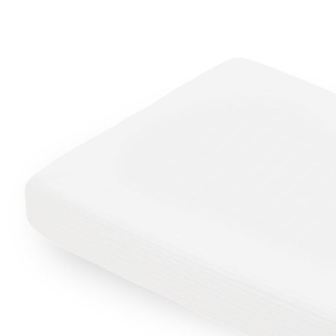 White Organic Cotton Muslin Changing Pad Cover