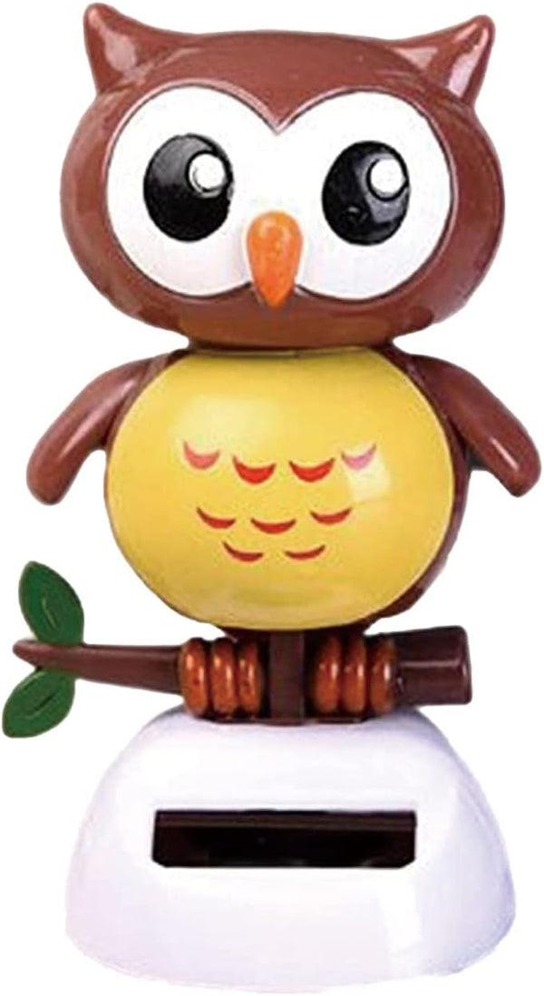Solar Powered Dancing Owl Figure, Cute Shaking Head Animal for Car Dashboard Decoration (B-Brown)