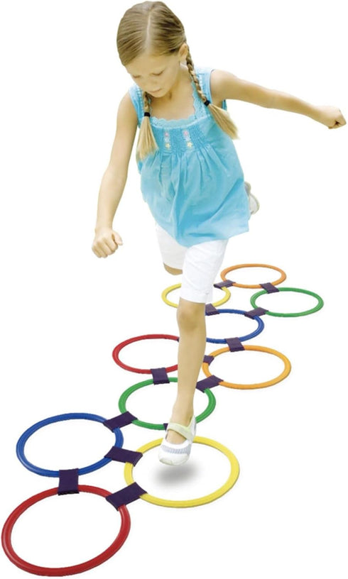 2-In-1 Hopscotch & Bean Bag Toss, Combine Hopscotch Rings with Bean Bag Toss Game for Kids, Fun Playground Toys