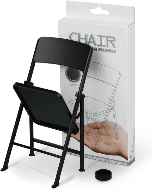 DS. DISTINCTIVE STYLE Mini Chair 1/6 Scale Furniture Doll Chair, Black Tiny Folding Chair for Dollhouse