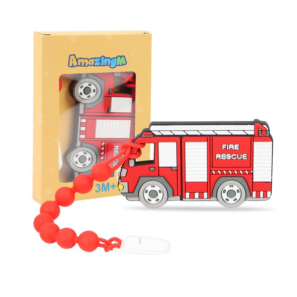 Baby Food Grade Silicone Carrier Vehicle Teether Toy with Pacifier Clip Holder,Teething