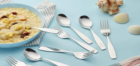 ANNOVA Kids Silverware, 18 Pieces Children's Safe Flatware Set, 9 x Children Safe Forks, 9 x Dinner Spoons, Toddler