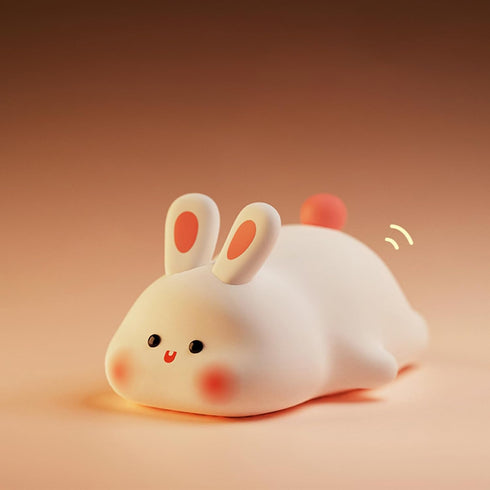 Ocegaoem Dimmable Bunny Night Light, Cute Silicone Rabbit Lamp, LED Nursery Nightlight, Rechargeable Touch Control