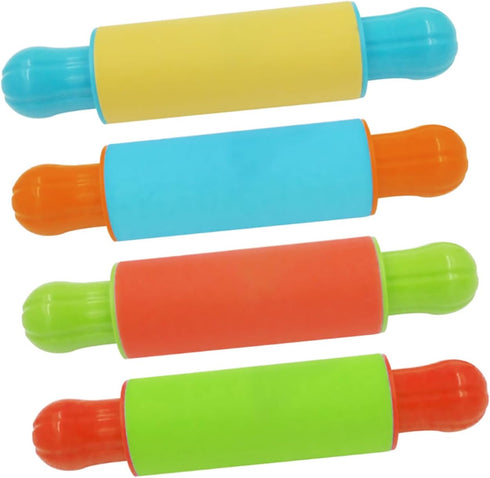 Toyvian 4pcs Painted Clay Rolling Pin Tools, Small Pastry Rolling Pin for Kids Playdough Kit