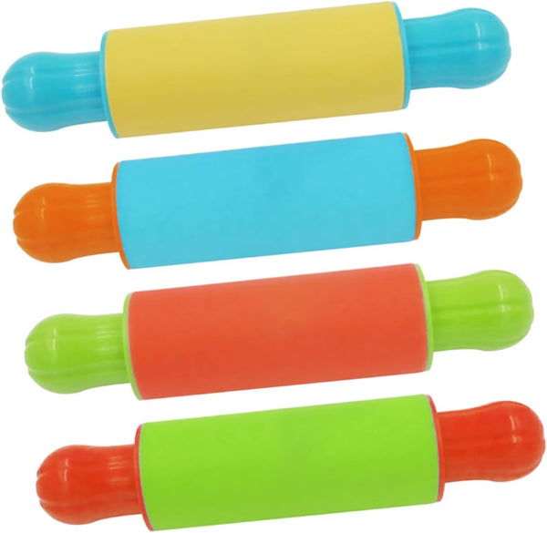 Toyvian 4pcs Painted Clay Rolling Pin Tools, Small Pastry Rolling Pin for Kids Playdough Kit