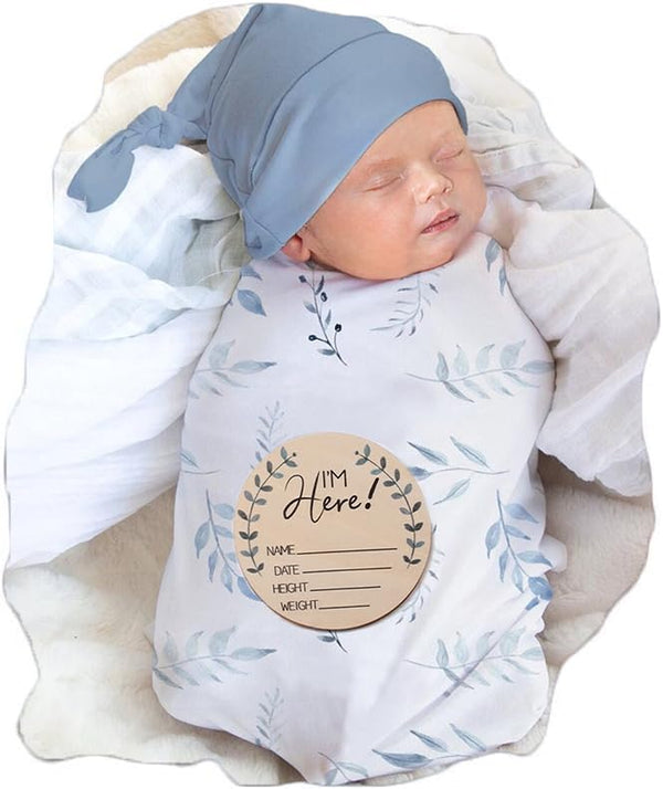 Ylsteed Baby Swaddle Blanket and Headband Set, Newborn Receiving Blanket Swaddle Wrap