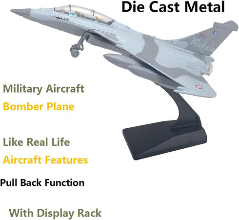 Ailejia Diecast Rafale Fighting Falcon Airplane Model Aircraft Army Air Force Toys Die Cast Military Plane Pull Back