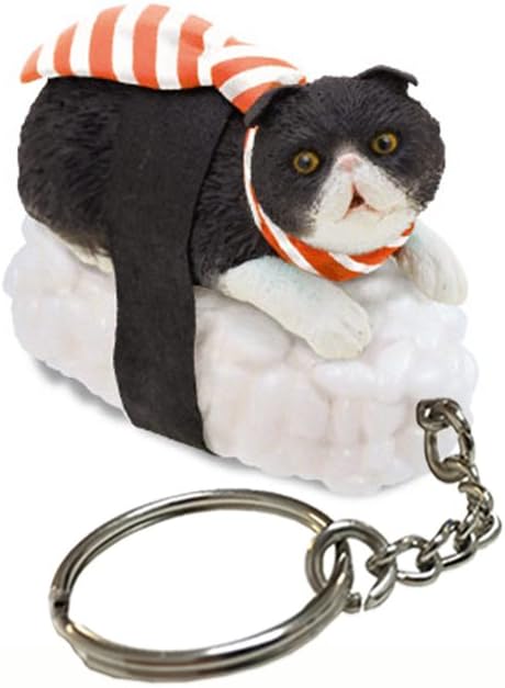 Clever Idiots Nekozushi Keychain - Blind Box with 1 of 5 Collectable Figurines and Detachable Keyring
