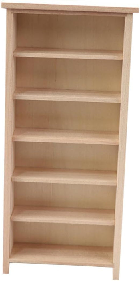 1:12 Scale Dollhouse Bookshelf, Doll House Model Storage Cabinet Wooden Miniature Bookcase Unfinished for Mini Book