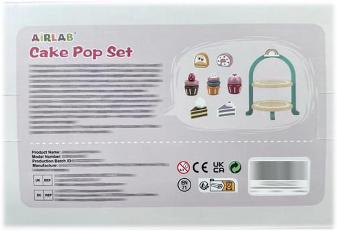 Wooden Cake Toys Tea Party Set - Desserts Food Toy with Cupcake Stand, Pretend Play Kitchen Accessories