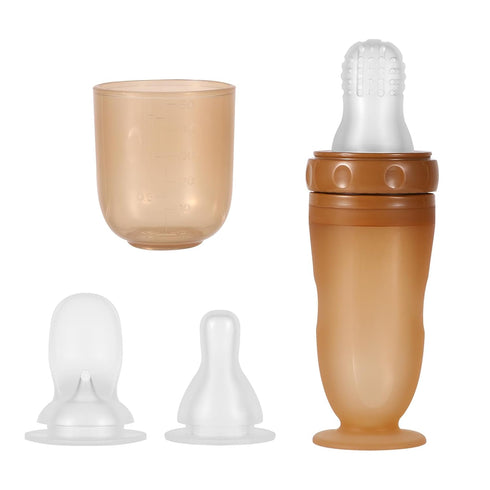 BOXOB Baby Food Bottle, 3-in-1 Silicone Food Dispensing Squeeze Feeder Multifunctional Baby Milk