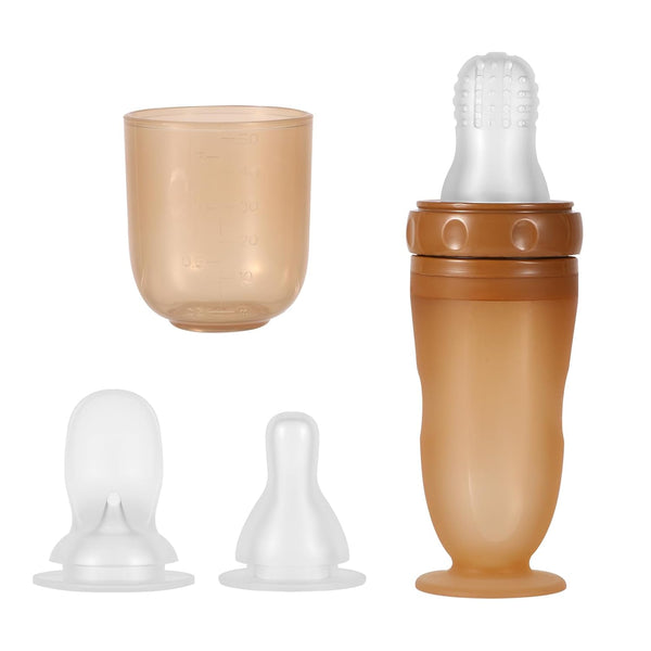 BOXOB Baby Food Bottle, 3-in-1 Silicone Food Dispensing Squeeze Feeder Multifunctional Baby Milk