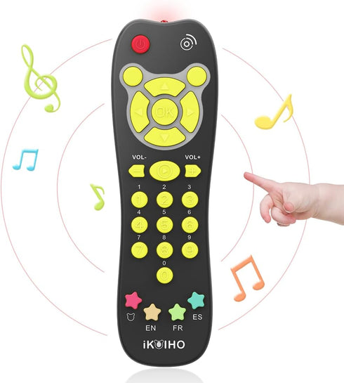 Baby Remote Control Toy, Realistic Toddler TV Remote with Light & Sound, Educational Musical Gift for 6M+ (Black)