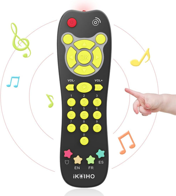 Baby Remote Control Toy, Realistic Toddler TV Remote with Light & Sound, Educational Musical Gift for 6M+ (Black)