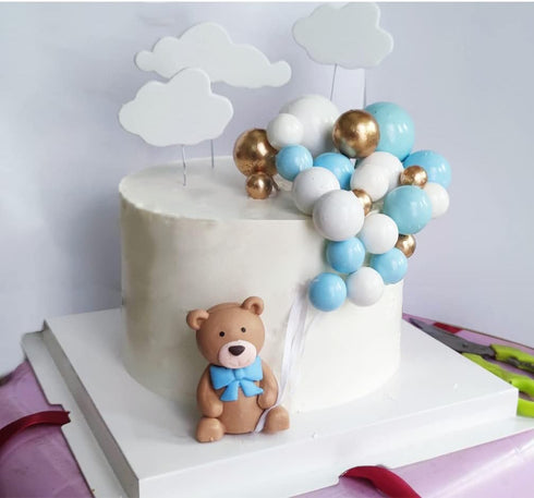 Baby Bear Cake Topper for Birthday Baby Shower, Baby Boy Blue (Blue Bear)