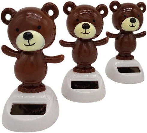 Brown Solar Dancing Bear Toy - Solar Powered Dancing Figurine for Car Dashboard Decor