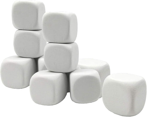 White EVA Foam Dices for Kids, Graffiti-Building Blocks, Creative Painting Party Supplies, 12PCS