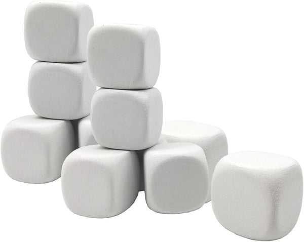 White EVA Foam Dices for Kids, Graffiti-Building Blocks, Creative Painting Party Supplies, 12PCS